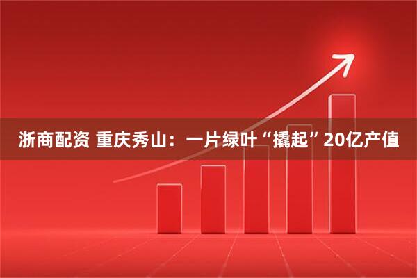 浙商配资 重庆秀山：一片绿叶“撬起”20亿产值