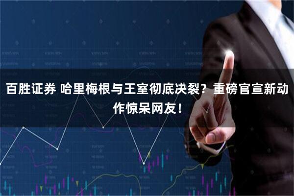 百胜证券 哈里梅根与王室彻底决裂？重磅官宣新动作惊呆网友！
