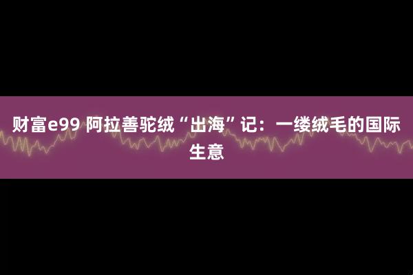 财富e99 阿拉善驼绒“出海”记：一缕绒毛的国际生意